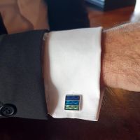 Three toned blue cufflinks