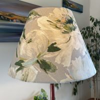 Large conical light shade with two tone roses Shingle fabric