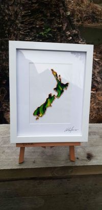 Glass Painted New Zealand in Green